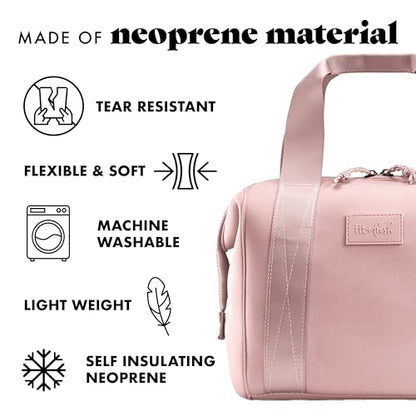 Fit & Fresh Remi Lunch Bag for Women Work – Neoprene Lunch Tote with Containers & Ice Pack, Reusable Meal Prep Lunch Box, Large Capacity, Machine Washable, Mauve - color: Mauve