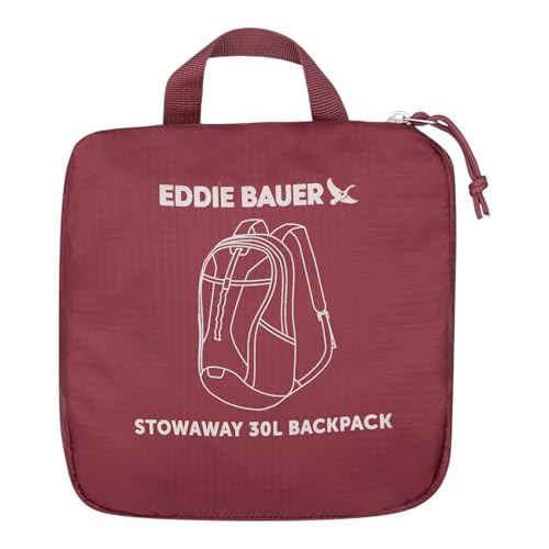 Eddie Bauer Stowaway Packable Backpack | Travel | Outdoor | Lightweight | Foldable | Durable | Ripstop Polyester | 30L - Black Cherry - color: Black Cherry, size: 30L
