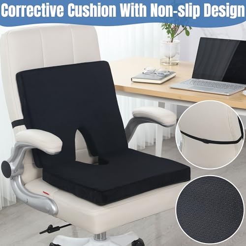 BALAPET Lumbar Support Seat Cushion,Ergonomic Lumbar Support for Posture Correction Cushion and Tailbone Pain Relief, Foldable and Portable Back Rest Coccyx Pillow for Office Chair,Car,Travel(Black)