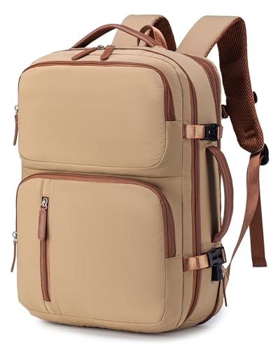 17x13x6 Personal Item Bag Travel Backpack for Men Women 43x33x15 Travel Bag Expandable with USB Charging Port 180°Full Open Access Laptop Backpack,Beige - color: Beige