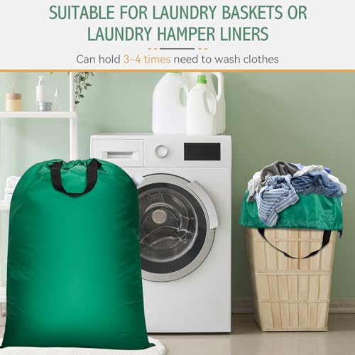 Isink Extra Large Laundry Bag With Handles, Heavy Duty, Travel Laundry Bag for Dirty Clothes, 28" x 40" (Green) - color: Extra Large Laundry Bag With Handles (Green)