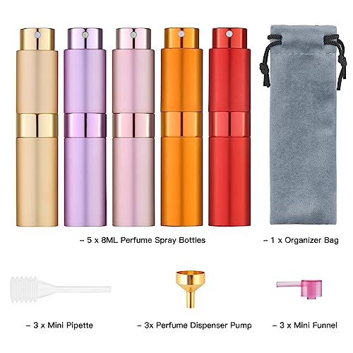 Tekson 8ml Travel Perfume Atomizer Refillable, Mini Cologne Spray Bottle Empty, Small Aftershave Portable Sprayer for Liquid Dispenser(Red) - color: PPOGR
