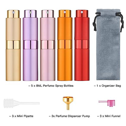 Tekson 8ml Travel Perfume Atomizer Refillable, Mini Cologne Spray Bottle Empty, Small Aftershave Portable Sprayer for Liquid Dispenser(Red) - color: PPOGR