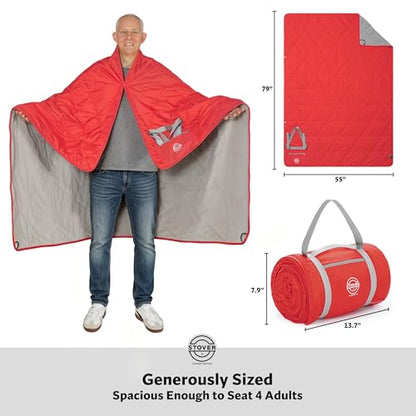 STOVER Large Waterproof Outdoor Stadium Blanket- Extra Thick Soft Fleece Camping Blanket for Travel, Picnics, Sports, Dogs 79"x55", Warm, Windproof, Sand-Proof, Lightweight, Packable (Stadium Scarlet) - color: 01 - Stadium Scarlet
