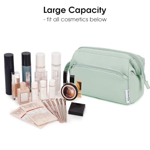 Narwey Wide-open Makeup Bag Women Girls, Travel Toiletry Bag for Women Cosmetic Bag Organizer Make up Bag with Compartments Toiletries Medicine Bag (Mint Green) - color: Mint Green