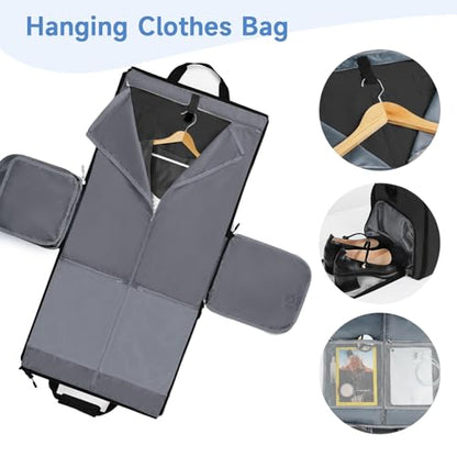 Ytonet Garment Bags for Travel, Foldable Garment Duffle Bags for Women men, Convertible Travel Garment Bag with Shoe Compartment, 2 in 1 Hanging Suitcase Suit Water Resistant Weekender Bag, Black - color: Black