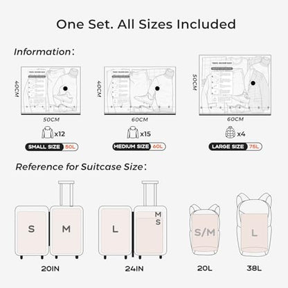 Vacuum Bags for Clothing with Rechargeable Air Pump, 10 Pack Vacuum Seal Bags for Travel, Space Saver Bags for Luggage and Suitcases, Compression Packing Bags in Multiple Travel Size - size: 10 Combo+Pump
