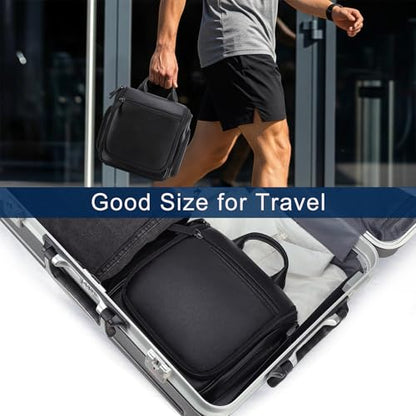Masa Kawa Leather Hanging Travel Toiletry Bag for Men Portable Expandable Camping Cosmetics Makeup Toiletries Organizer Waterproof Bathroom Shaving Kit Black Wash Bags - color: Black