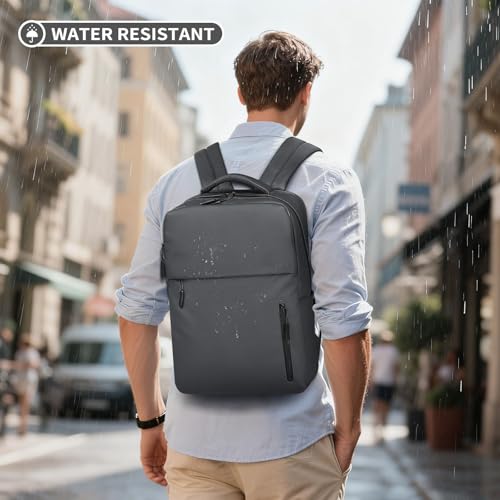 Lightweight Commute Backpack for Men & Women, Water-Resistant Travel Daypack with 15.6-Inch Laptop Compartment & Anti-Theft Pockets, Charcoal Gray - color: Charcoal Gray