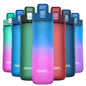 Opard Zip 20oz Plastic Water Bottle Dishwasher Safe, Leakproof Flip-Top Lid, BPA Free Tritan, Wide Mouth Reusable Kids Water Bottle for School Hiking Commuting Outdoor Travel and Gym - color: Sunset Blue Pink, style: 20 oz - Fast Flow
