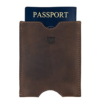 Hide & Drink, Travel Passport Pocket Sleeve Handmade from Full Grain Leather - Bourbon Brown - color: Bourbon Brown