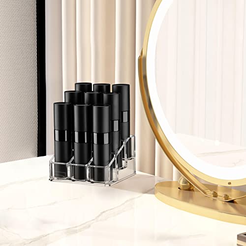 Tekson 9PCS 8ml Travel Perfume Atomizer Refillable, Mini Cologne Spray Bottle Empty, Small Aftershave Sprayer for Liquid Dispenser with 1 Perfume Holder Organizer - color: 9 black+1 case