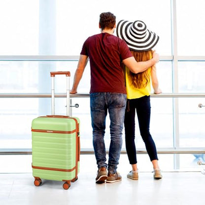 Luggage Sets 3 Piece with Spinner Wheels, Lightweight PC Hardside Suitcase with TSA Lock & YKK Zippers, 20 Inch Carry On Luggage with Travel Bag for Men and Women, Avocado Green - color: Avocado Green, size: 3 Piece Set (20inch)