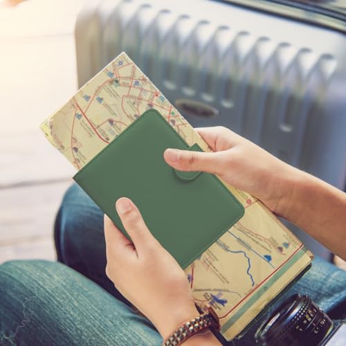 HOTCOOL Passport Holder Travel Essentials Airplane & Cruise Essentials Ship Leather Wallet Cover Case RFID Blocking Women & Men Vacation Travel Accessories Gifts Deals, Litchi - Green - color: A Litchi Green