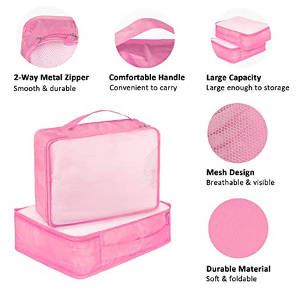 Packing Cubes Set, 2 Pcs Packing Organizers Set for Suitcases (Pink) - color: Pink