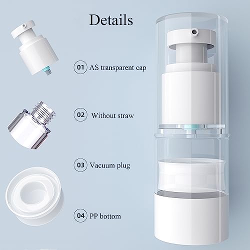 Qeuly 3 Pack Airless Pump Bottles 1.7 oz Travel Size Pump Bottle Lotion Container Refillable Cosmetic Pump Dispensers for Foundation Moisturizer Shampoo Toiletry (SN-50) - color: Sn-50