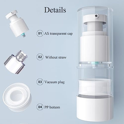 Qeuly 3 Pack Airless Pump Bottles 1.7 oz Travel Size Pump Bottle Lotion Container Refillable Cosmetic Pump Dispensers for Foundation Moisturizer Shampoo Toiletry (SN-50) - color: Sn-50
