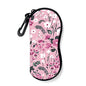 Sunglasses Soft Case with Carabiner Ultra Light Neoprene Zipper Glasses Case - color: Pink Flower