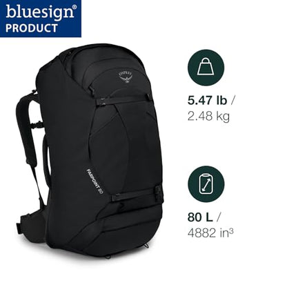 Osprey Farpoint 80L Men's Travel Backpack, Black - color: Black, size: 80L