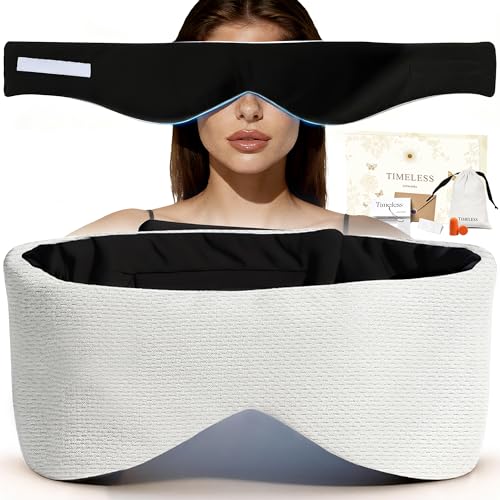 Soft Reversible Cotton Eye Mask, Obsidian Black&Grey Full-Coverage Adjustable Breathable Wrap, Ultra-Light Total Blackout Blindfold for Travel Nap, Ready-to-Gift Set for Women Men Couples Adults - color: Obsidian Black