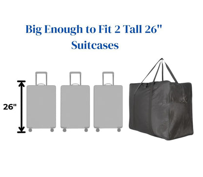 Extra Large Foldable Duffel Bag for Travel – Heavy-Duty Cargo Bag with Zippers & Reinforced Handles, TSA Approved, Water-Resistant, Security strap 36x27x16inch, load up to 120 lb - size: 36 inch