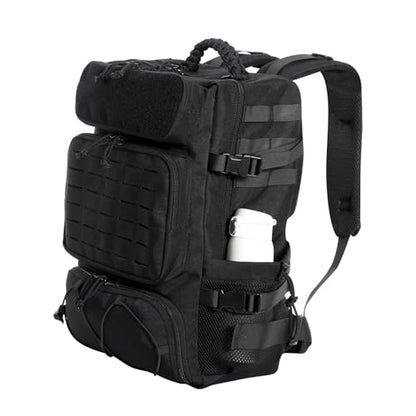 Tactical Backpack for Men, 35L Travel Military Backpack with Shoe Compartment, 1000D Water Resistant Molle Army Tactical Gear Assault Pack Bag Rucksack for Outdoor Survival Hiking Gym, Black - color: Black 35l