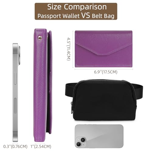 ZOPPEN Mulit-purpose Rfid Blocking Passport Holder Travel Wallet (Ver.4) Passport and Vaccine Card Holder ComboTri-fold Document Organizer Travel Essentials - color: #20 Aubergine Purple