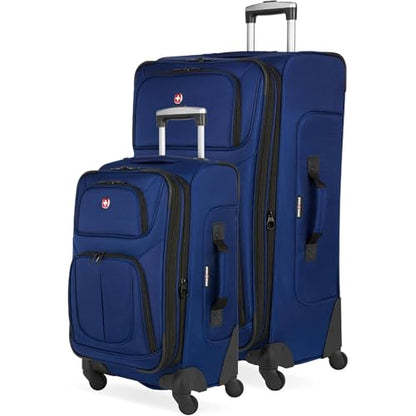 SWISSGEAR Sion Softside Expandable Spinner Luggage Durable Lightweight Travel Suitcase, Blue, 2-Piece Set (Carry-On/Large) - color: Blue, size: 2-Piece Set (Carry-On/Large)