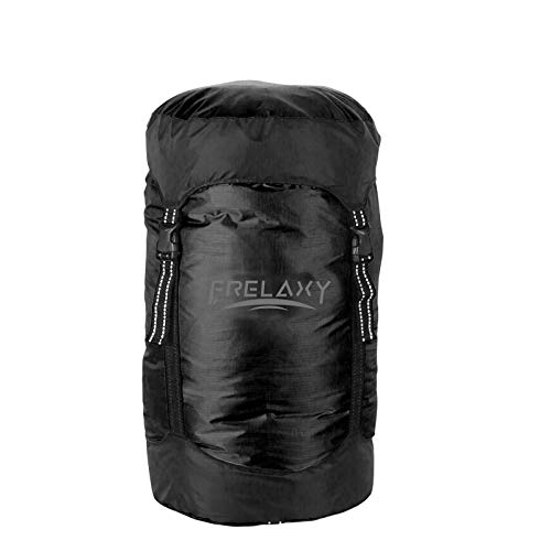 Frelaxy Compression Sack, 40% More Storage! 11L/18L/30L/45L/52L Compression Stuff Sack, Water-Resistant & Ultralight Sleeping Bag Stuff Sack - Space Saving Gear for Camping, Hiking - color: Black, size: Small