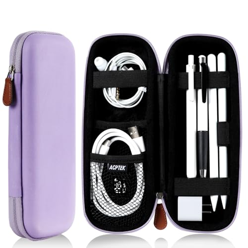 AGPTEK Case Holder for Apple Pencil, Slim PU Leather Carrying Case Pouch Cover Compatible with Apple Pen Accessories, USB Cable, Earphone, Samsung Stylus iPad Pro Pen/Pencil, Recording Pen, Purple - color: Purple