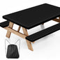 Picnic Table Cover with Bench Covers, Fitted 6ft Waterproof Tablecloth Set for Outdoor Camping & RV - Includes 1 Table Cover & 2 Bench Covers with Drawstring Storage Bag, 30"x72", Solid Black - color: Black