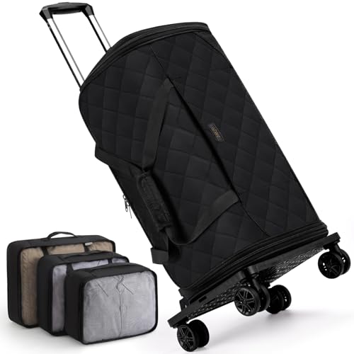 Rolling Garment Bags for Travel - Carry on Convertible Garment Duffle Bags with Wheels for Men Women, 4 in 1 Large Travel Duffel Bags with Shoes Compartment Hanging Suit Dress Weekender Bag 4pcs Set - color: Black