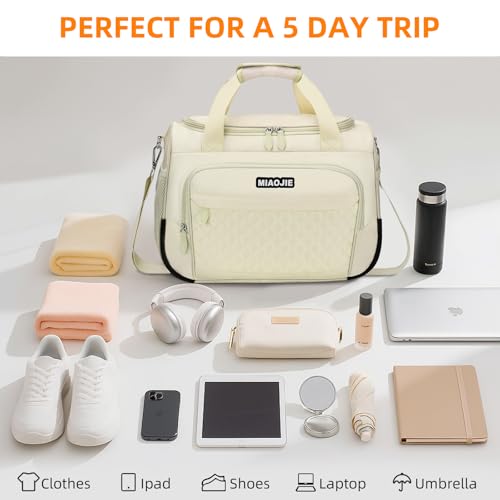 Travel Duffle Bag for Women, Underseat Carry On luggage Bag Foldable Overnight Weekender Hospital Bag Lightweight Airplanes Personal Item Travel Tote Bag for Women Birthday Gifts, 16IN Beige - color: Beige, size: 16IN