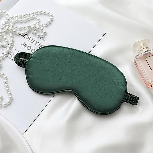 Silk Satin Sleeping Eye Mask, Green Sleep Eye Night Blindfold for Women and Men, Soft Breathable Blackout Eyeshade Eye Cover for Travel, Wedding Bridesmaid Gift - color: Green