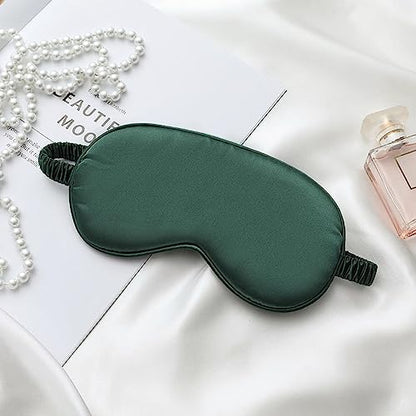 Silk Satin Sleeping Eye Mask, Green Sleep Eye Night Blindfold for Women and Men, Soft Breathable Blackout Eyeshade Eye Cover for Travel, Wedding Bridesmaid Gift - color: Green