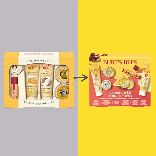 Burt's Bees Gifts Ideas, Tips and Toes Kit, 6 Travel Size Products - Pomegranate Moisturizing Lip Balm, 2 Hand Creams, Foot Cream, Cuticle Cream, and Hand Salve - size: 6 Count