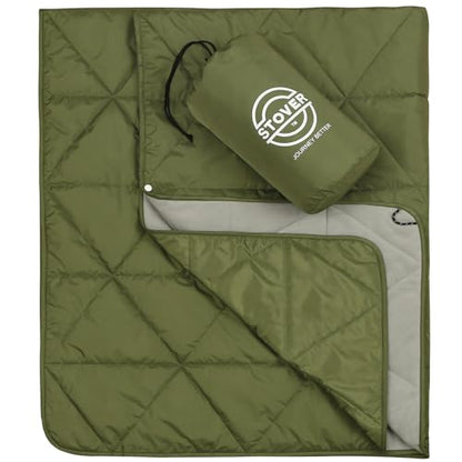 STOVER Outdoor Waterproof Fleece Travel Blanket for Camping, Picnics, Stadiums, Sports, the Beach– Warm, Windproof, Compact, Lightweight & Sand-Resistant (Olive Green) - color: 02 - Olive Green