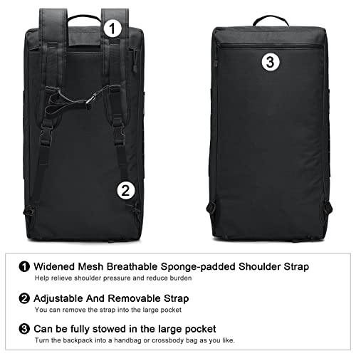 G4Free 70L Large Tactical Duffle Bag Men Sports Gym Backpack with Shoes Compartment Military MOLLE Duffel Backpack ( Black) - color: Black