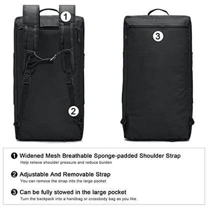 G4Free 70L Large Tactical Duffle Bag Men Sports Gym Backpack with Shoes Compartment Military MOLLE Duffel Backpack ( Black) - color: Black
