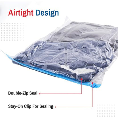 Spacesaver Roll Up Vacuum Storage Bags for Jackets, Suits, Dresses & Clothes – Sealed Compression Bags with Hand Pump – Space Saver Bags for Moving, Travel & Organization - Pack of 8
