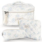GISMTR 3Pcs Cotton Quilted Makeup Bag Large Travel Cosmetic Bag Coquette Makeup Pouch Cute Aesthetic Floral Toiletry Bag for Women Girls (flower-T) - color: flower-T