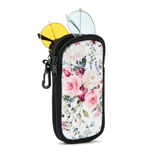 WOZEAH Double Eyeglass Case with 2 Compartments, Travel Eyewear Organizer for Two Pairs of Glasses - color: Rose