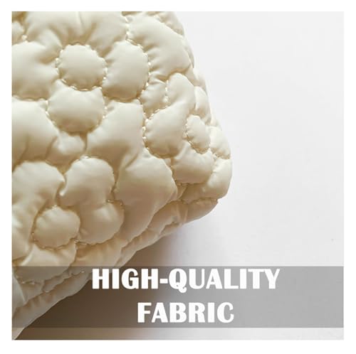 Puffy Quilted Makeup Bag for Women, Cosmetic Bag, Travel Toiletry Organizer Pouch Clutch (Yellow Flowers) - color: Yellow Flowers