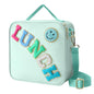 Insulated Lunch Bag With Adjustable Shoulder Strap, Nylon Preppy Lunch Box Large Insulated Lunch Bag Reusable Lunch Tote Bag with Smiley Preppy LunchBag for Girls School Travel Picnic (Green) - color: Green