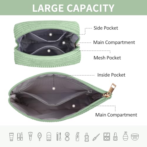 MAGEFY Makeup Bag Small Cosmetic Bag for Women - color: Green-2pcs-Small+Large
