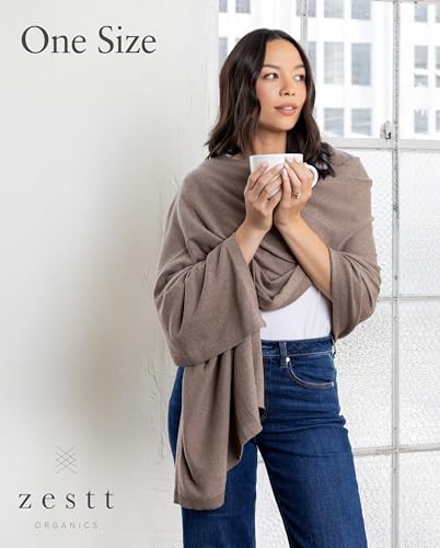 zestt Dreamsoft Travel Scarf, Wrap and Shawl for Women, Organic Cotton - color: Latte