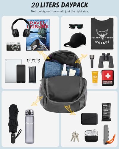 Gonex Ultra Lightweight Packable Backpack Daypack Handy Foldable Camping Outdoor Travel Cycling Backpacking - color: Grey