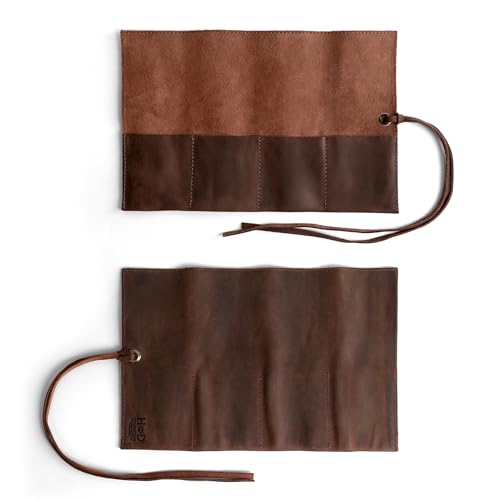 Hide & Drink, Leather Watch Roll Organizer Handmade from Full Grain Leather, Holds Up to 4 Watches, Easy Carry On Watchlover Storage (Bourbon Brown) - color: Bourbon Brown