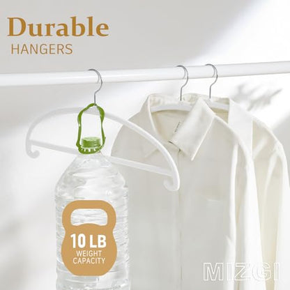 MIZGI 50 Pack White Velvet Hangers - No Shoulder Bumps, Heavy Duty Non-Slip Chrome Hooks for Jackets, Coats, Pants - color: White/Upgraded, size: 50 Pack