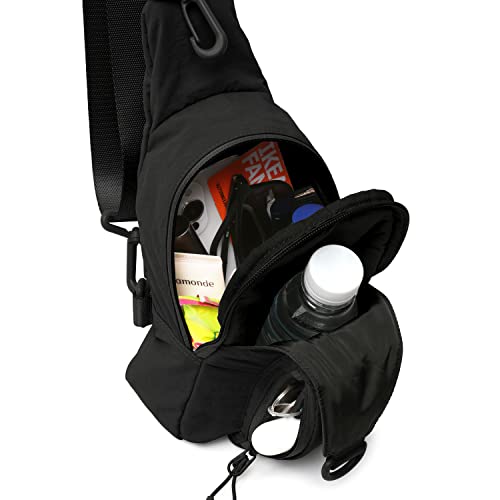 ODODOS Sling Bag with Adjustable Straps Crossbody Chest Bag Lightweight Backpack for Casual Traveling Hiking - color: Black